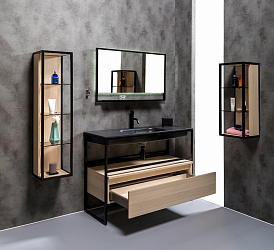 Фото Шкаф Armadi Art Loft 30 дуб светлый, черный открытый