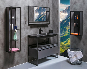 Фото Шкаф Armadi Art Loft 30 антрацит, черный открытый