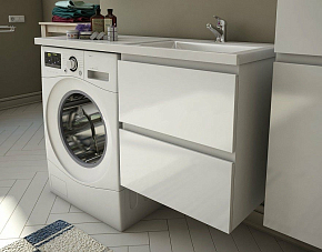 Фото Тумба с раковиной Эстет Dallas Luxe 105 R белая подвесная 2 ящика
