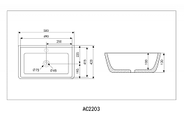 Изображение Раковина Abber Rechteck AC2203 50 см Раковина Abber Rechteck AC2203 50 см , изображение 5