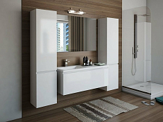 Тумба с раковиной Эстет Dallas Luxe 105 L белая подвесная 1 длинный ящик , изображение 5