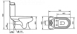 Унитаз-компакт Cezares King Palace CZR-163-T без бачка и сиденья , изображение 18