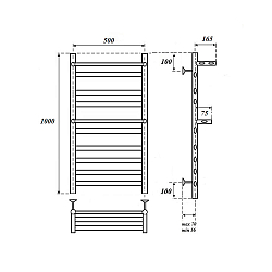 Фото Полотенцесушитель электрический Point Артемида П8 50x100 c двумя полками