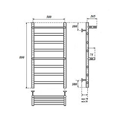 Фото Полотенцесушитель водяной Point Артемида П6 50x80 c двумя полками