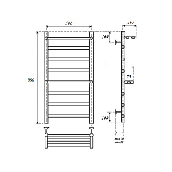 Фото Полотенцесушитель электрический Point Артемида П6 50x80 c двумя полками