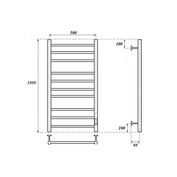 Полотенцесушитель электрический Point Аврора П10 50x100 , изображение 3
