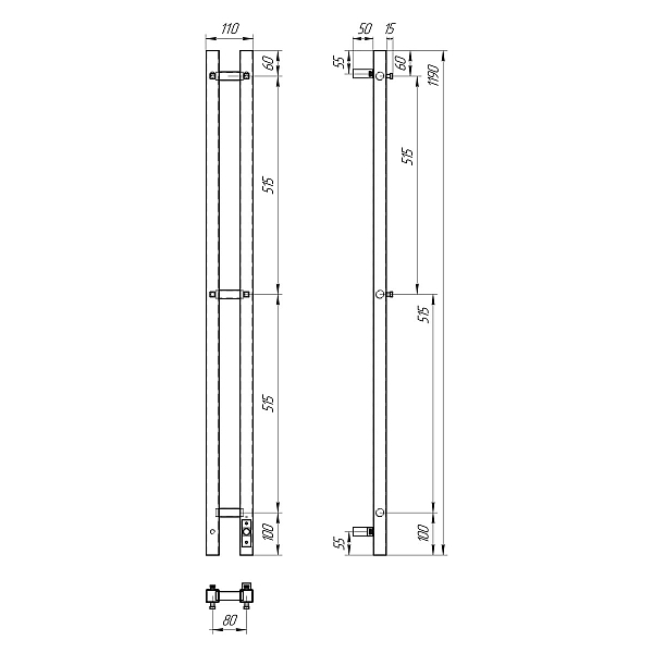 Полотенцесушитель электрический Point Гермес П3 8x120 белый , изображение 5