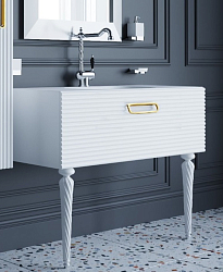 Фото Тумба под раковину Armadi Art Vallessi Avantgarde Linea 100 белая, золото