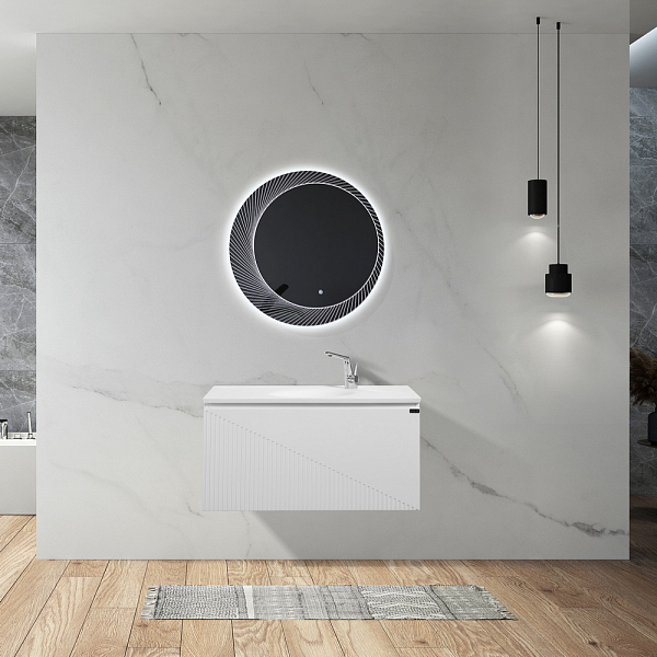 Тумба с раковиной Black&White Universe U918.900-2 90 белый , изображение 6
