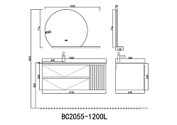 Тумба с раковиной Orans BC-2055-1200L 120 L серый , изображение 11