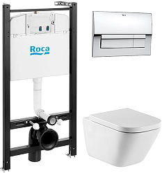 Фото Комплект Roca The Gap Pack 893104100 подвесной унитаз + инсталляция + кнопка + сиденье