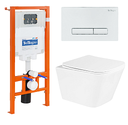 Фото Комплект BelBagno Due BB3103CHR/SC/BB002-80/BB018-GV-BIANCO кнопка смыва белая