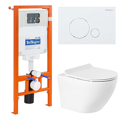 Фото Комплект BelBagno Sfera-R BB046CHR/BB2111SC/BB002-80/BB014-SR-BIANCO кнопка смыва белая