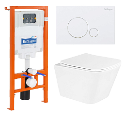 Фото Комплект BelBagno Due BB3103CHR/SC/BB002-80/BB014-SR-BIANCO кнопка смыва белая