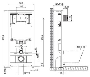 Фото Система инсталляции для унитазов BelBagno BB002-80/BB012-MR-NERO.M с кнопкой смыва