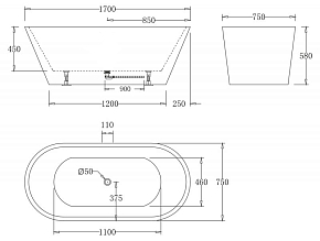 Фото Акриловая ванна BelBagno BB61-1700-W0 170х75