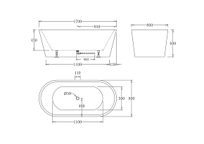 Фото Акриловая ванна BelBagno BB71-1700-NERO-W0 170х80