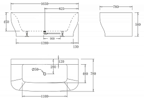 Фото Акриловая ванна BelBagno BB74-NERO-W0 165х78