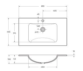 Фото Мебельная раковина BelBagno BB810/465-LV-VTR-BL 80 см