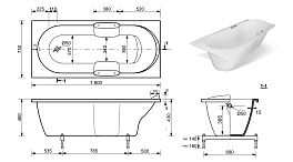 Ванна из искусственного камня Эстет Камелия 180x75 ФР-00001032 , изображение 6