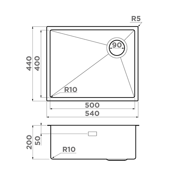 Мойка кухонная Omoikiri Taki 54-U/IF-IN Side SF нержавеющая сталь , изображение 2