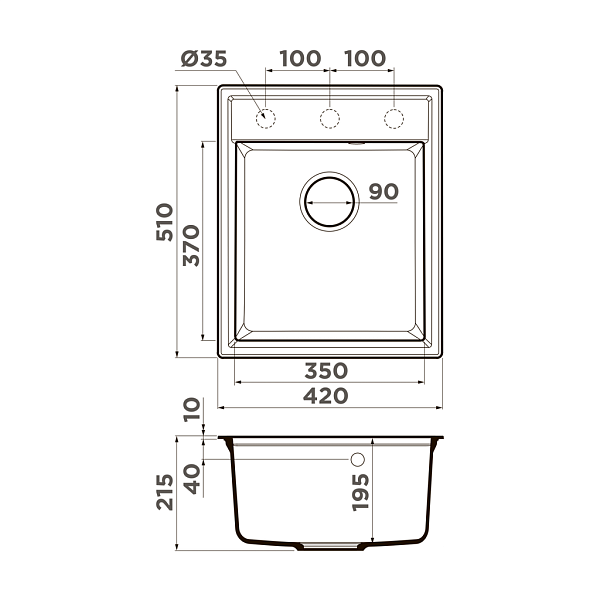 Мойка кухонная Omoikiri Daisen 42-SA бежевый , изображение 2
