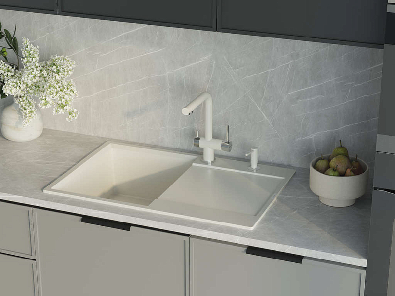 Мойка кухонная Omoikiri Daisen 78T-WH белый , изображение 3