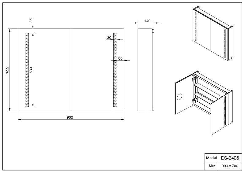 Зеркало-шкаф Esbano ES-2406 , изображение 3