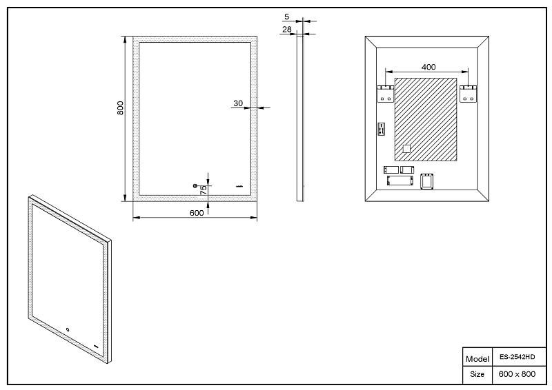 Зеркало Esbano ES-2542 HD , изображение 3