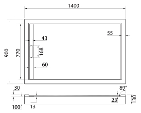 Фото Поддон для душа Cezares TRAY-AS-AH-140/90-30-W
