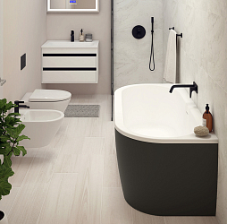 Фото Акриловая ванна Cezares Slim Wall 180-80-60-NERO 180х80