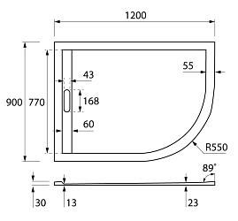 Фото Поддон для душа Cezares TRAY-AS-RH-120/90-550-30-W-L