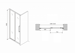 Фото Душевая дверь Abber Schwarzer Diamant AG30150MH 150 см