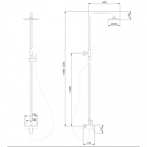 Душевая стойка Abber Weiss Insel AF8020 , изображение 3