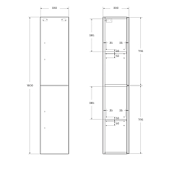 Фото Шкаф-пенал BelBagno Aurora 1600-2A-SC-BO-P-R