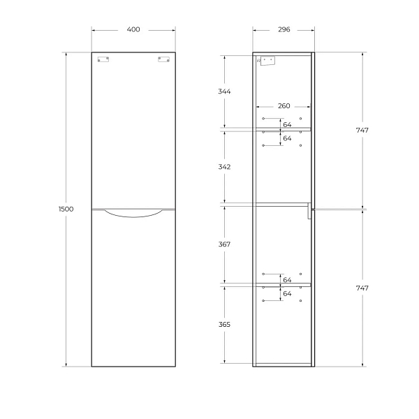 Шкаф-пенал BelBagno Fly-Marino 1500-2A-SC-RW-P-R , изображение 7