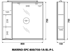 Изображение Зеркало-шкаф BelBagno Marino SPC-800/750-1A-BL-P-L левый Зеркало-шкаф BelBagno Marino SPC-800/750-1A-BL-P-L левый , изображение 14
