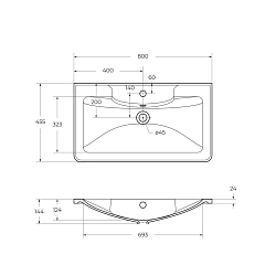 Фото Мебельная раковина BelBagno BB800/455-LV-ART-ALR-NERO 80 см