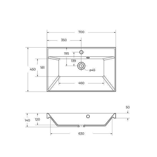 Мебельная раковина BelBagno Marino BB700/450-LV-MR-AST 70 см , изображение 3