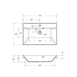Фото Мебельная раковина BelBagno Marino BB700/450-LV-MR-AST 70 см