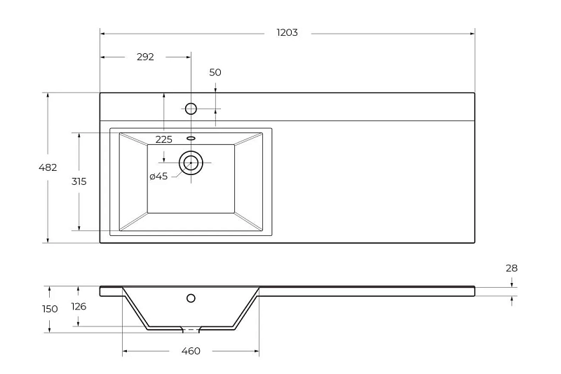Мебельная раковина BelBagno Marino BB1200/480-LV-MR-L 120 L , изображение 3