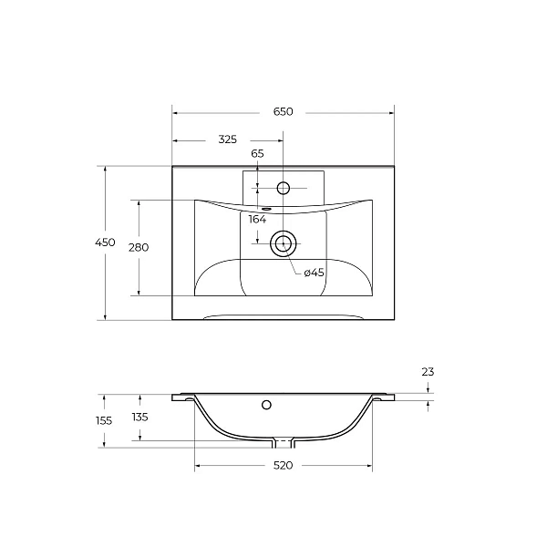 Мебельная раковина BelBagno Marino BB650/450-LV-MR-PR 65 см , изображение 3