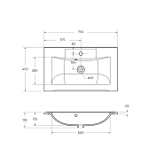 Мебельная раковина BelBagno Marino BB750/450-LV-MR-PR 75 см , изображение 3