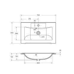 Фото Мебельная раковина BelBagno Marino BB750/450-LV-MR-PR 75 см