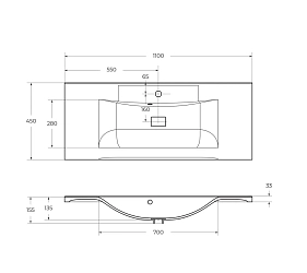 Фото Мебельная раковина BelBagno BB1100/450-LV-MR-PR 110 см