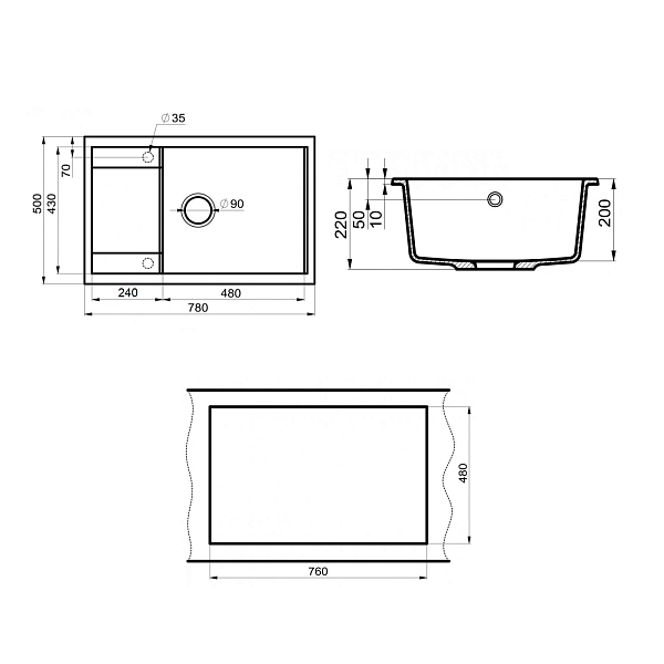 Мойка кухонная Point Велета 78 PN3002GR графит , изображение 3