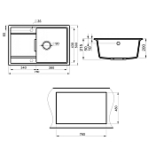 Изображение Мойка кухонная Point Лаура 78 PN3005AL серая Мойка кухонная Point Лаура 78 PN3005AL серая , изображение 4