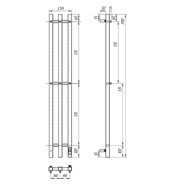 Полотенцесушитель электрический Point Гермес П3 12x120 хром , изображение 5