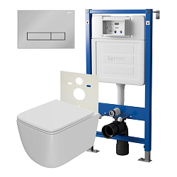 Фото Комплект Point Меркурий PN48006C (унитаз с инсталляцией, сиденье с микролифтом, клавиша Point Меркурий хром)