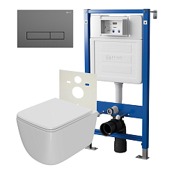 Фото Комплект Point Меркурий PN48008GM (унитаз с инсталляцией, сиденье с микролифтом, клавиша Point Меркурий графит)